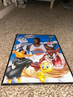 Vintage 1996 Space Jam Michael Jordan Looney Tunes Framed Poster