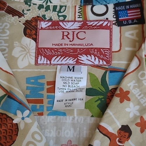 RJC Hawaiin Shirt Men's Medium Short Sleeve Button Down 100% Cotton Shirt - Picture 5 of 7