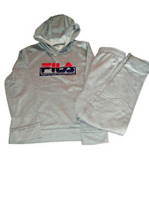 Fila Big Boy's Polyester Hoodie  Jogger Set Gray Size L 12 Big Logo