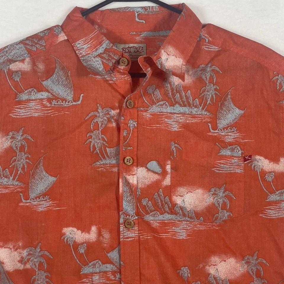 Camisa hawaiana Lost at Sea abotonada informal para hombre talla L palmeras. Foto 3 de 4