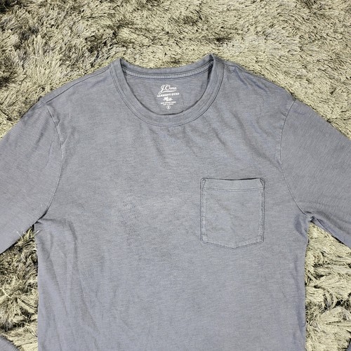 J. Crew T-Shirt Men's Small Blue Gray Garment Dyed Slub Cotton Yarns Long Sleeve - Picture 7 of 15