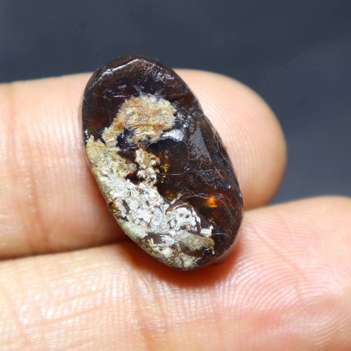 14 Carat Natural Mexican Fire Agate Smooth Druzy Loose Gemstone Size 21x12x6 mm - Picture 5 of 7
