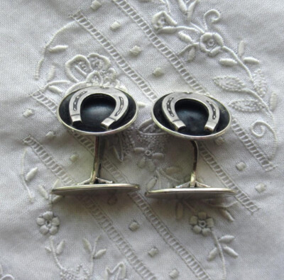 ALTE SILB. MANSCHETTENKNÖPFE - CUFFLINKS  - HUFEISEN - N.E.FROM - DENMARK -925er