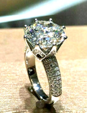 3Ct Round Cut Moissanite Solitaire Wedding Engagement Ring 14K White Gold Plated