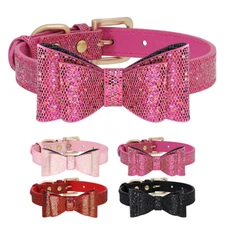 Fashion Glitter Dog Collar With Bow Tie for Pet Cat Puppy Adjustable Neck Strap