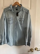 light denim button down shirt with front pockets