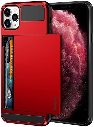 Slim iPhone 11 Pro Case with Wallet Credit Card Holder Sliding Door Hidden Storage and Protective Cover
