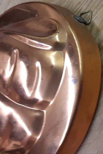 Vintage Copper Mold Oval Spiral Shell Wall Hanger Tin Lined Korea 6.5" x 2" x 9" - Picture 3 of 13