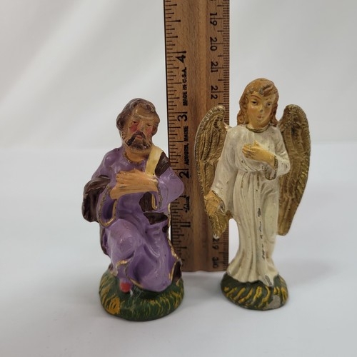 Statuina presepe vintage Fontanini Giuseppe e angelo made in Italy in gesso - Foto 6 di 7