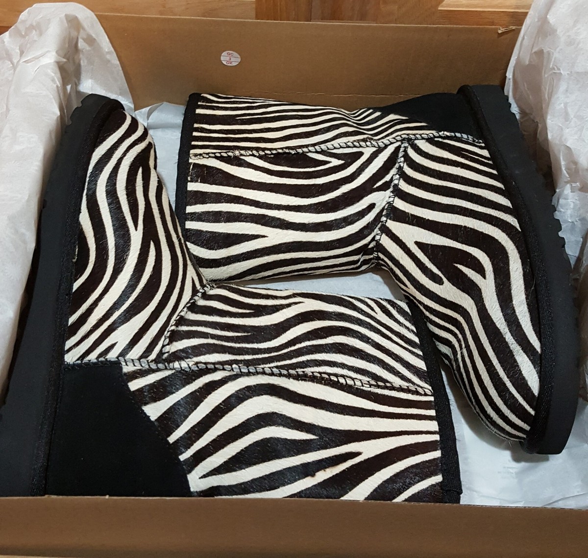 UGG 1002790 Classic Short Black/White Zebra Genuine Exotic Calf