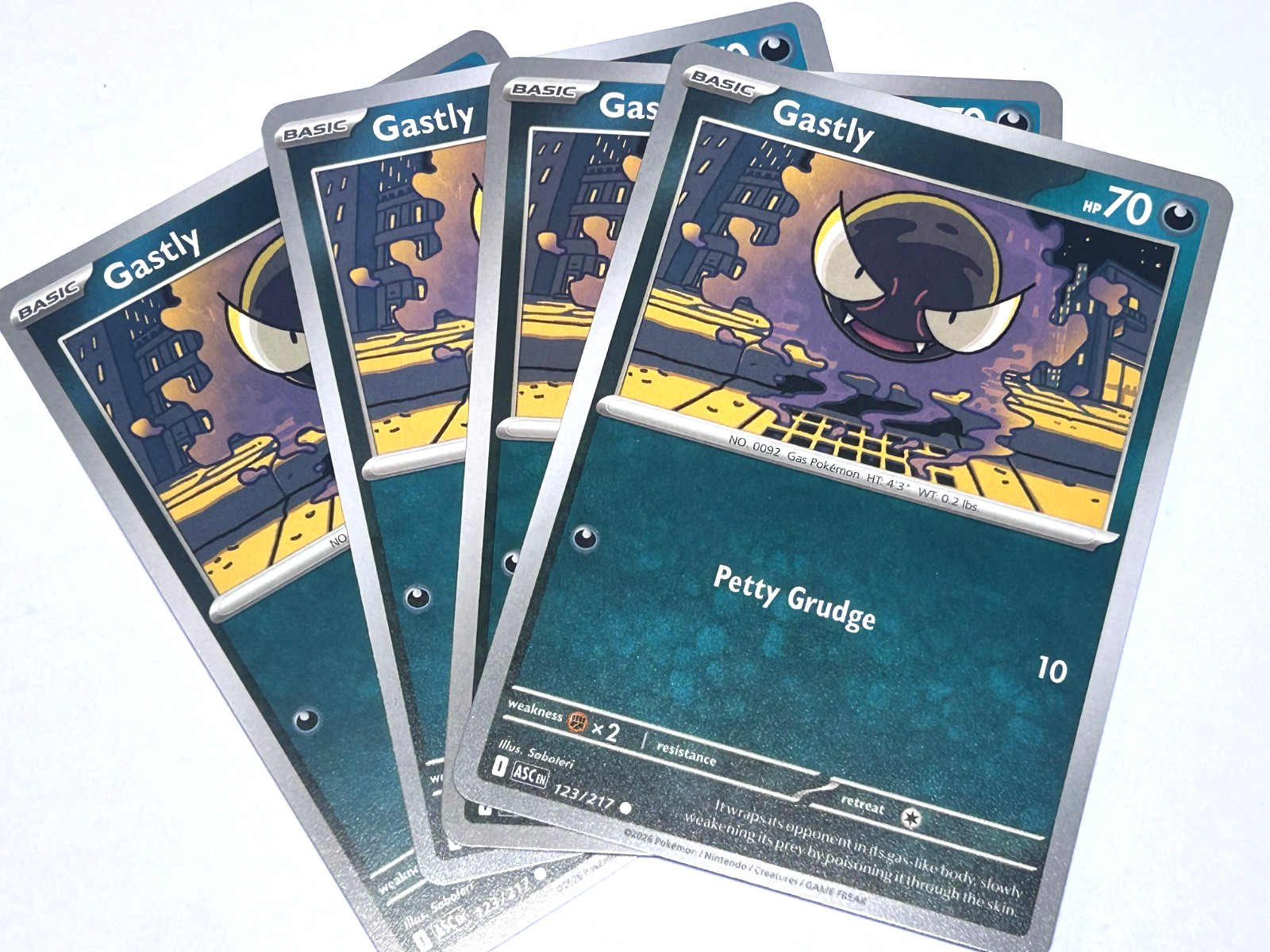 4x Gastly - 123/217 - ME: Ascended Heroes (ASC) Pokemon Playset x4