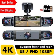 4K Dash Camera Dash Cam 4-Channel Night Vision Adjustable Video G-Sensor  64GB