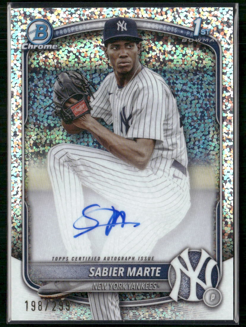 2025 Bowman Chrome #CPA-SM Sabier Marte Prospect Autographs Speckle #/299