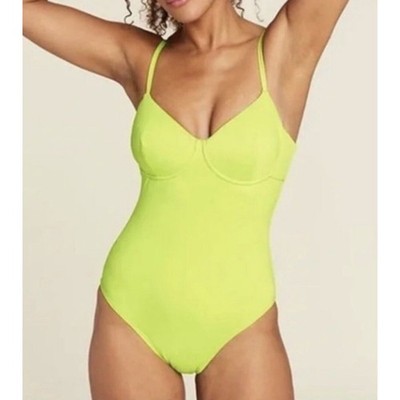 Andie Swim The Bermuda One Piece Swimsuit Underwired Lime Green Small NEW