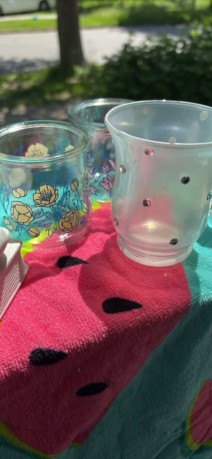 Set of 2 Decorative Clear Glass Floral Round Votive/Tea Light Candle Holders