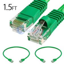 2x 1.5FT CAT5e Cable Ethernet Lan Network CAT5 RJ45 Patch Cord Internet Green