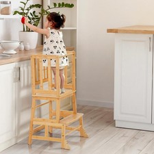 Toddler Kitchen Step Stool Helper - Wooden Standing Tower for Kids with Anti-...