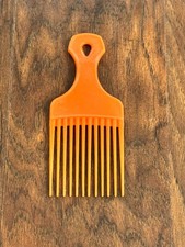 Vintage Retro 1970s Hair Pick Lift Comb Bright Orange 5 Plastic mini purse size