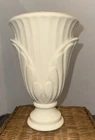 Vintage 1990’s Haeger Pottery Palm Leaf White Porcelain Urn Vase