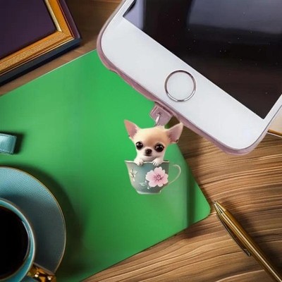 Cute 2D Acrylic Dog Phone Dust Plug Pendant For IPhone Samsung Xiaomi Type-C/iOS