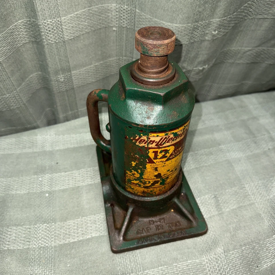 Красивая антикварная крышка гидравлического домкрата для бутылок Hein Werner 12 ТОНН сделано в США H-W - Изображение 2 из 4