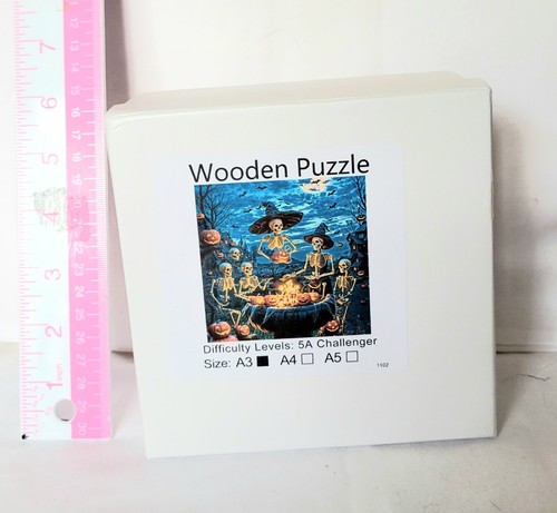 Handcrafted Wooden Halloween Jigsaw Puzzle - New - Size A3 Challenger Large - Picture 3 of 4