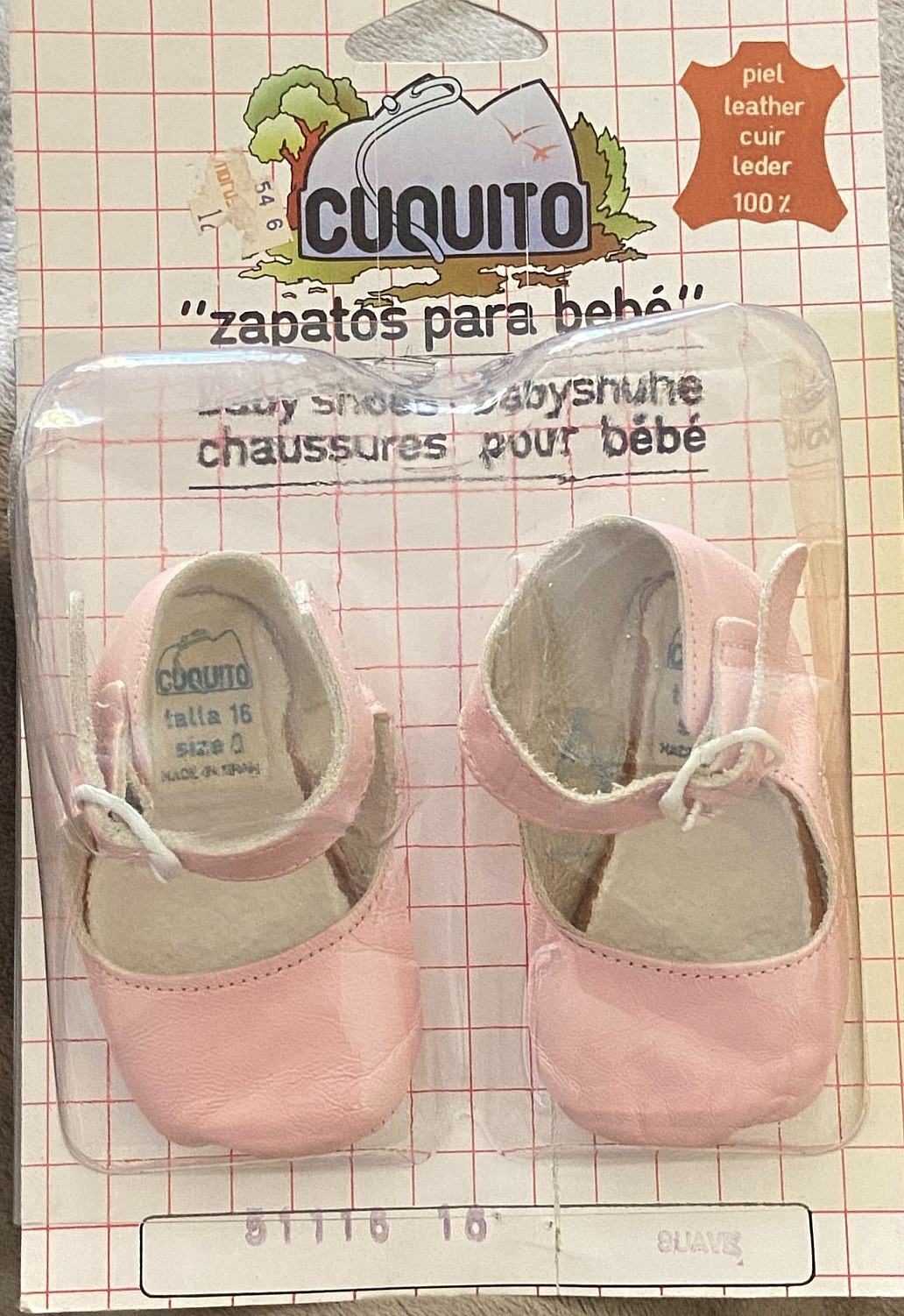Leather Soft Sole Mary Jane Pink  Sz 3-6 Month Made In Spain