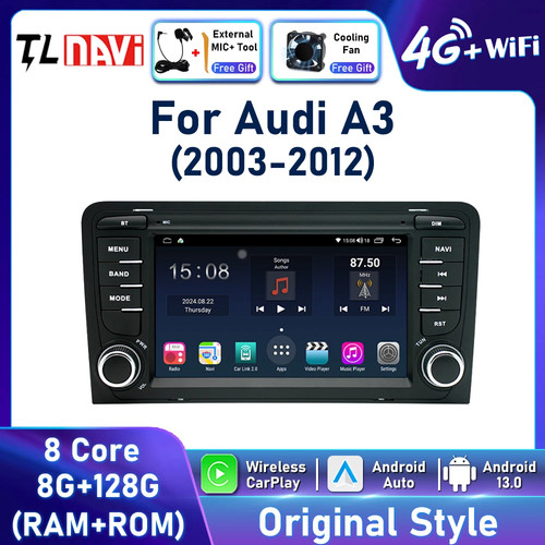 Original car style Android 13 8 Core Car GPS Navigation For Audi A3 2003-2012 - Picture 1 of 39