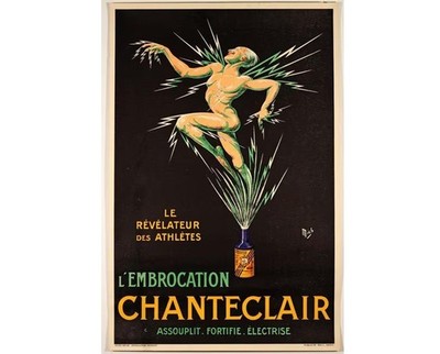 Vintage 1910 L Embrocation Chanteclair Poster Mich (Michel Liebeaux) French Adv
