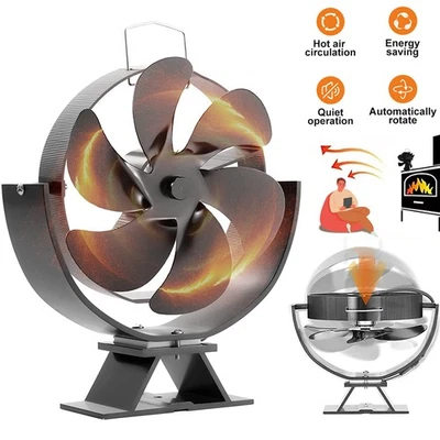 MARKENLOS Ofenventilator Ohne Strom Kaminventilator Kamin Ventilators mit Thermometer