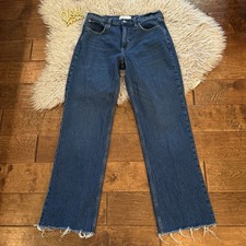 Abercrombie  Fitch The Baggy Low Rise Jeans Medium Wash Size 27 4 Raw Hem