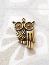 2 x Große Eulen Anhänger ♥ Uhu Vogel Tier Schmuck Basteln Deko Charms Bronze