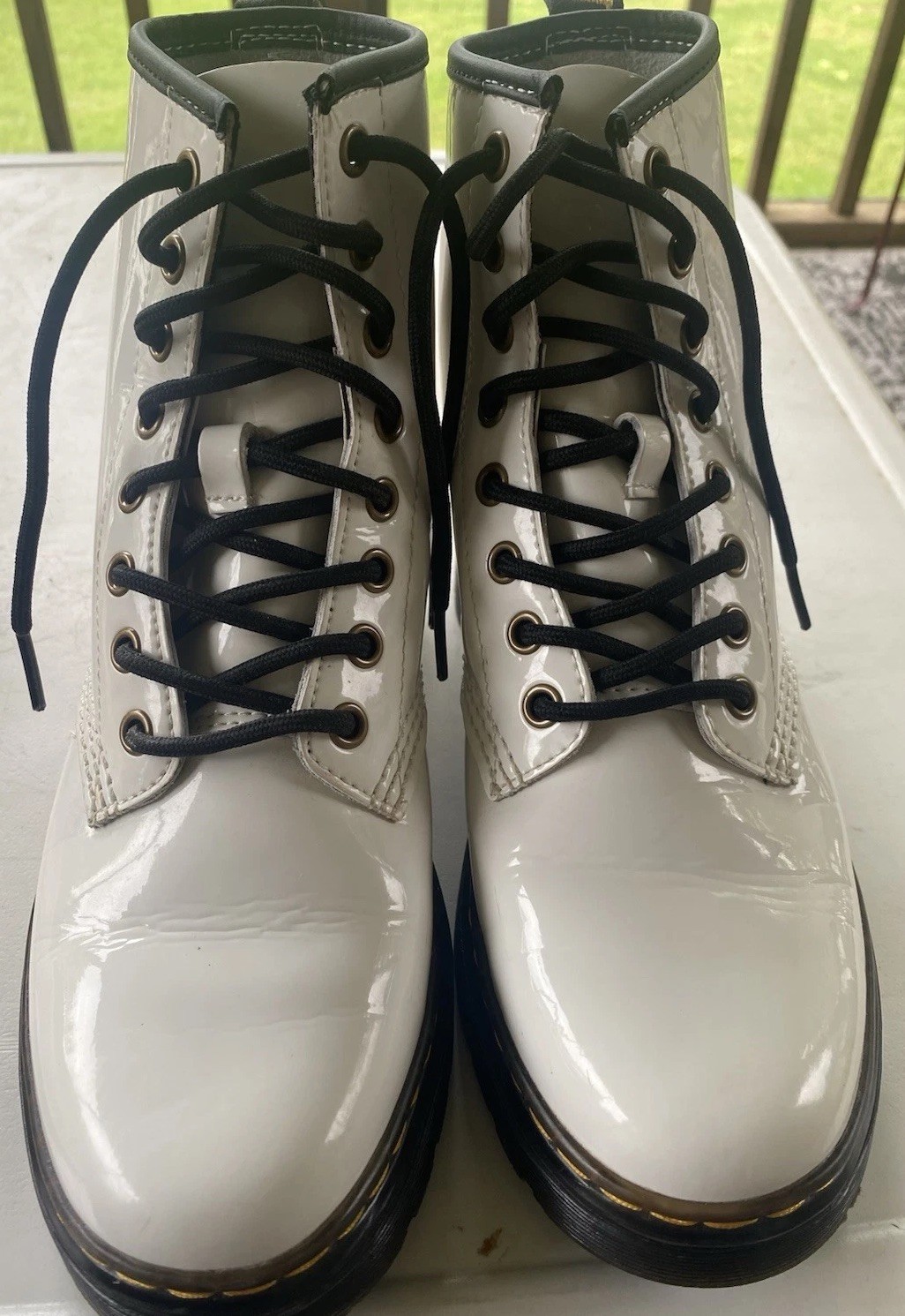 Doc Martens Unisex Zavala Boots White Patten Leather US 5 M US 6 W Ankle Combat thumbnail 11