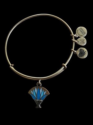 Alex And Ani Blue Lotus Gold Charm Bangle Bracelet NWOT