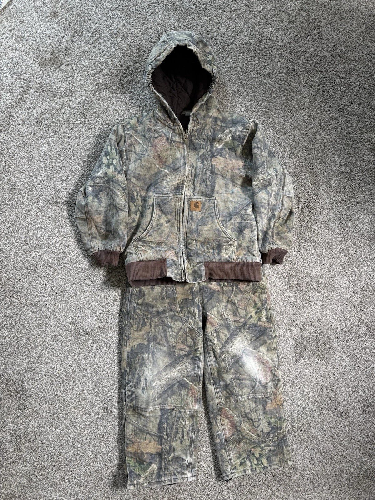 Mossy Oaks Carhartt Youth Hunting Bib Sz 8. Jacket Sz 10-12 Set