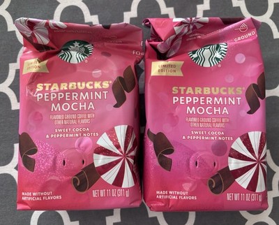 2x Limited Edition Starbucks Peppermint Mocha Ground Coffee - 11oz Bags 02/26