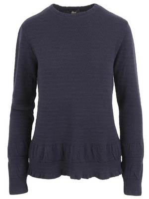 Brioni Damen Pullover Sweater Jumper Wolle & Elasthan Blau Größe 42 Italy 48