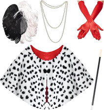 Halloween Costume for Women 2025 Dalmation Black White Coat Cosplay Wig