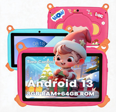 7'' inch Kid Tablet Android 13 8GB RAM 64GB ROM WiFi 6 Math Games IPS Screen