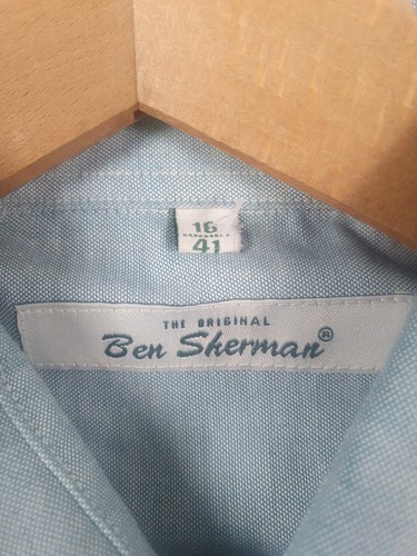 Camicia uomo Ben Sherman blu chiaro manica lunga cotone colletto abbottonato 16 41 - Foto 6 di 11