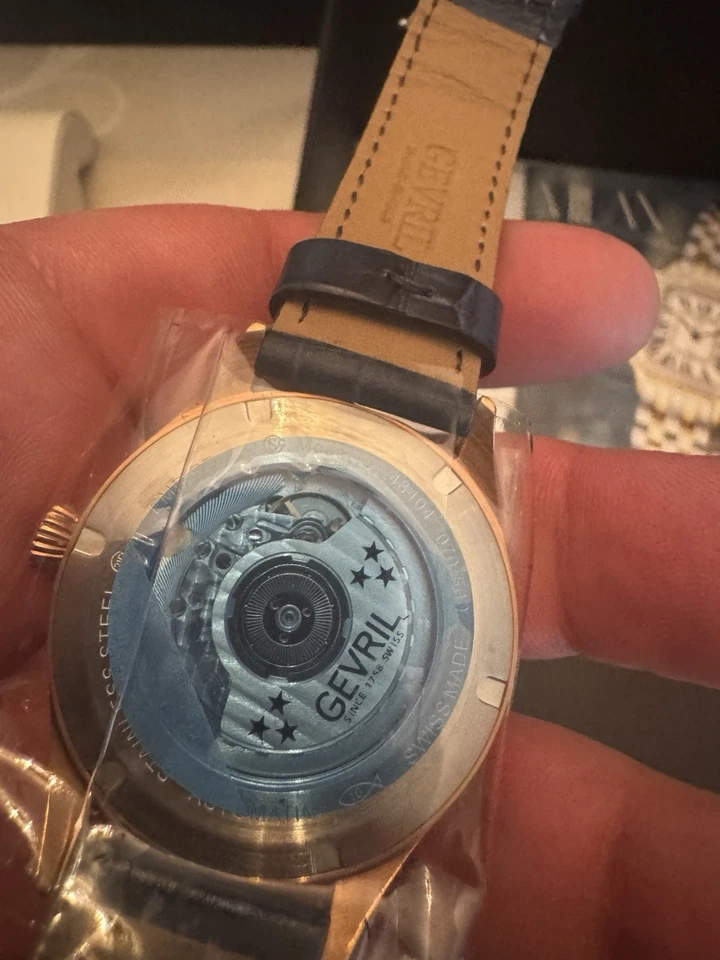 Reloj trasero Gevril 48104 Empire Swiss automático ETA 2895 caja de exposición para hombre Foto 3 de 4
