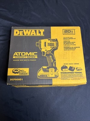 DEWALT DCF809D1 ATOMIC 20V MAX Brushless 1/4'' Compact Impact Driver Kit