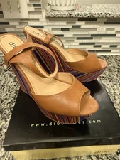 Diba Shoes-Tan Leather Wedge Sandal