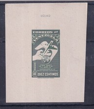 1949 VENEZULAR UPU DIE PROOF OF THE 10c (SG831) IN VERY FINE CONDITION