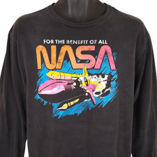 NASA T Shirt Mens Size Large Black Space Shuttle Travel Astronaut