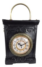 Designer Handtasche mit echter Uhr Schwarz Antik - Uhr funktioniert tatsächlich