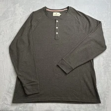 The Normal Brand Mens XL Shirt Puremeso Raglan Henley Gray Long Sleeve Casual