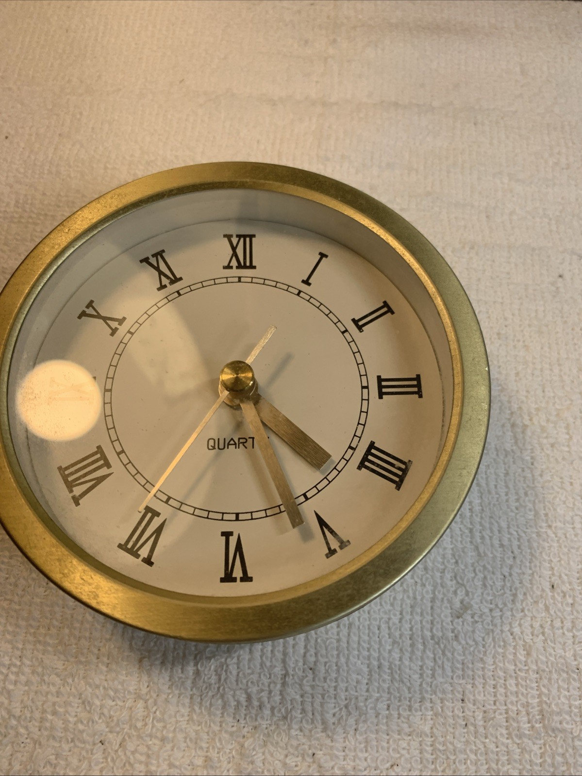 Quartz Cherry Wood Gold & Brown 1980s Grandfather Mantle or Table Clock 17.5”