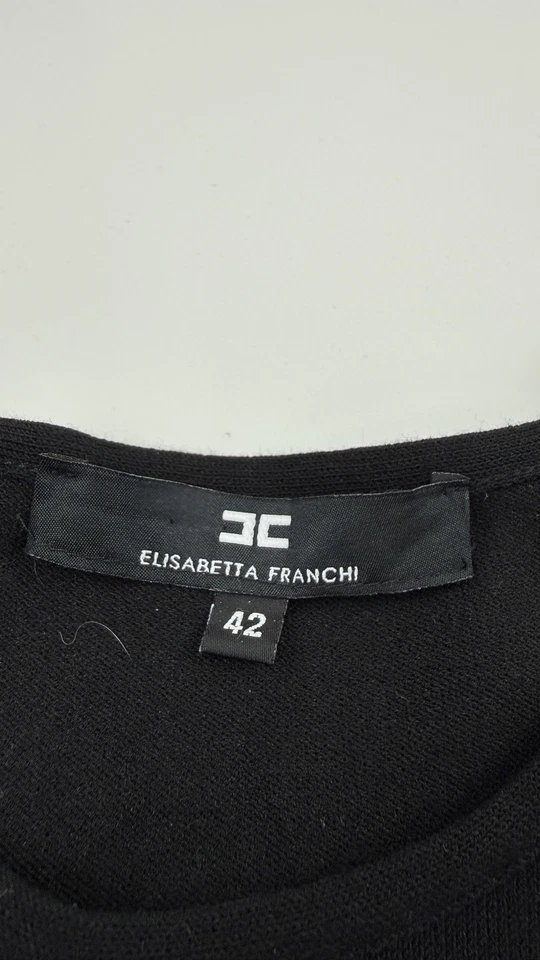 Vestido Elisabetta Franchi para mujer IT 42 negro ajustado y acampanado tejido línea A hecho en Italia Foto 4 de 4