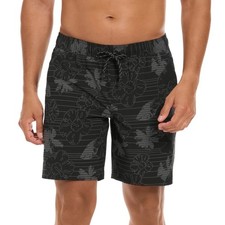 Hurley Men's M Swim Shorts Black Floral Print 4-Way Stretch N0992